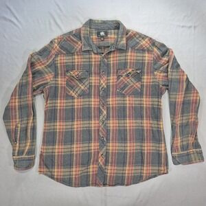 Rock & Republic Men's XXL Flannel Shirt Long Sleeve Button Up Cotton Plaid